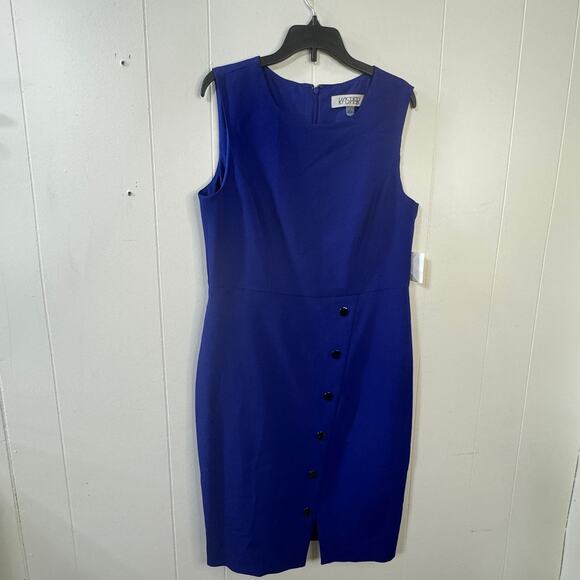 Kasper Womens Mini Dress Size 4 Blue Sleeveless Zipper Back Closure Split‎ Hem - Picture 1 of 12